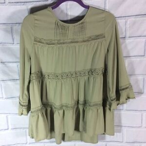 seven forty two tunic shirt Green 3/4 sleeve SZ M